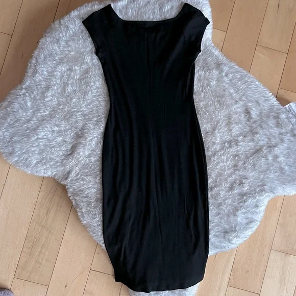 open lace back dress Chiffon Plunging Cowl Neck Maxi Dress - Black main image 1